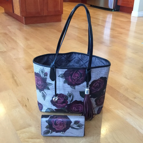 BRIGHTON | Victorian Rose Croc Embossed Leather Tote & Wallet - Picture 2 of 16